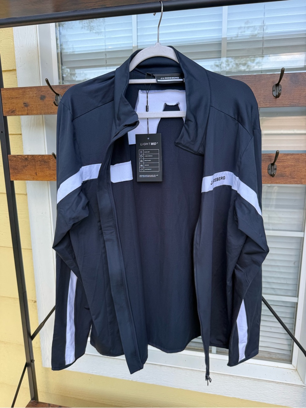 J.Lindeberg Men's Black Jacket with White Stripes